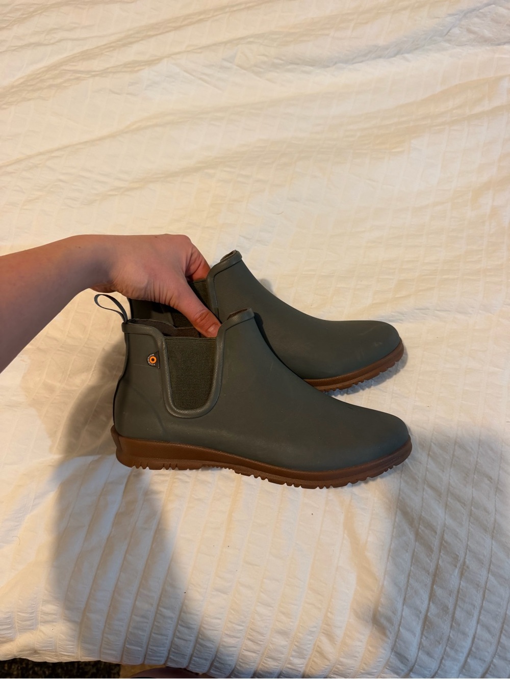 BOGS sweet pea mini Chelsea Rain Boots in Olive Green 7 (38)